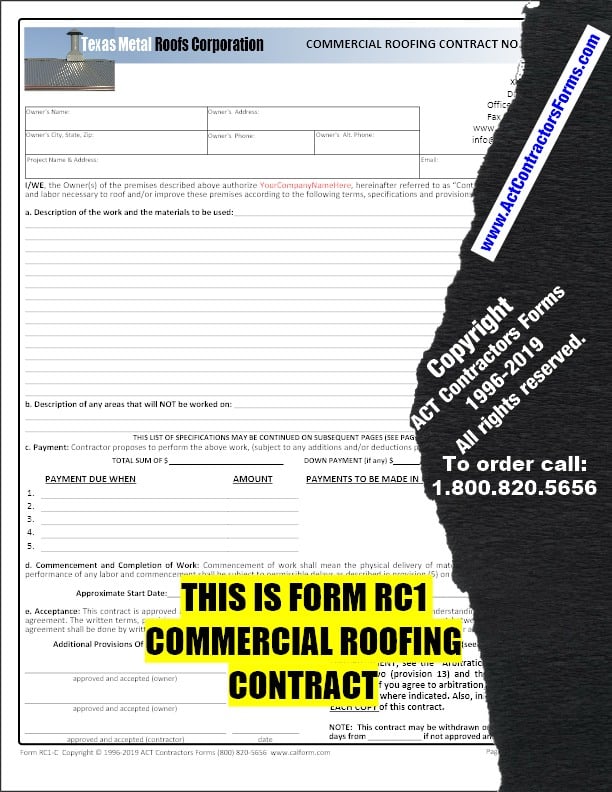 Commercial Roofing Contract Forms